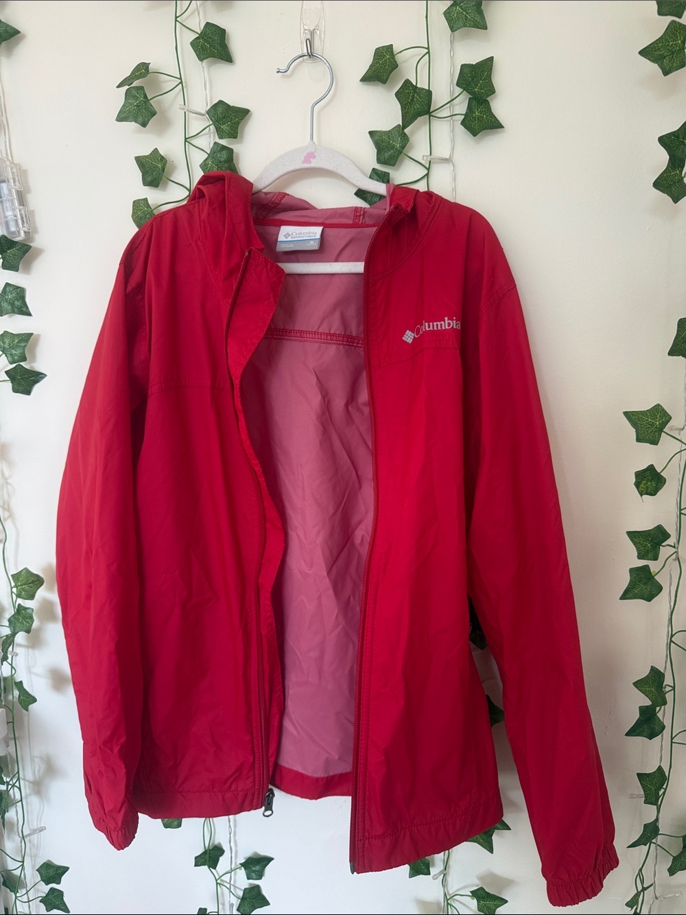 Unisex Columbia Red Hooded Windbreaker Jacket